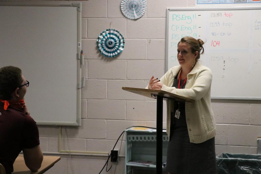Miss Mies teaching her CP English 11 class.