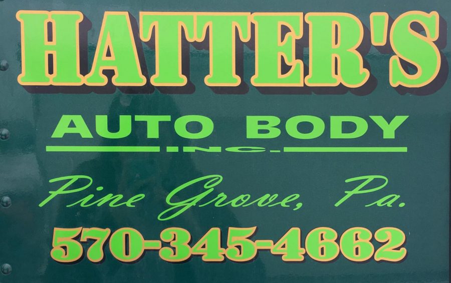 Hatters Auto Body logo that is on one of their rollbacks.