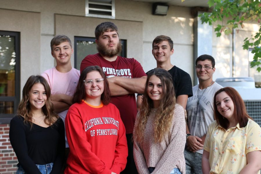 Final court contestants, Front Row (Left to Right): Autumn Behrent, Meghan Sarge, Tessa Olt, Kathleen Stump. Back Row (Left to Right): Brandon Wolff, Keith Koppenhaver, Ethan Tucker, John Bohr. Missing in picture is Angela Diffalco and Trey Reynolds.