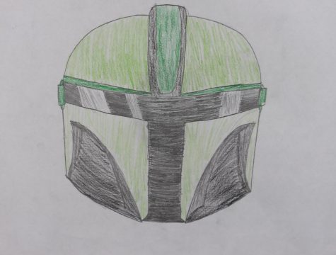 Mandolorian helmet similar to the one worn by the main character of the show.