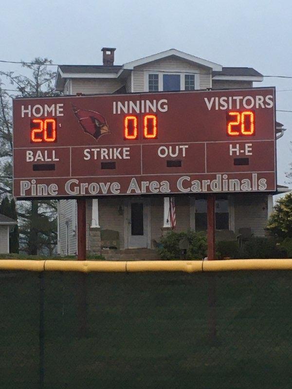 Walter Stump Stadium displaying a score of 20-20 on the scoreboard to show support for the graduating seniors.