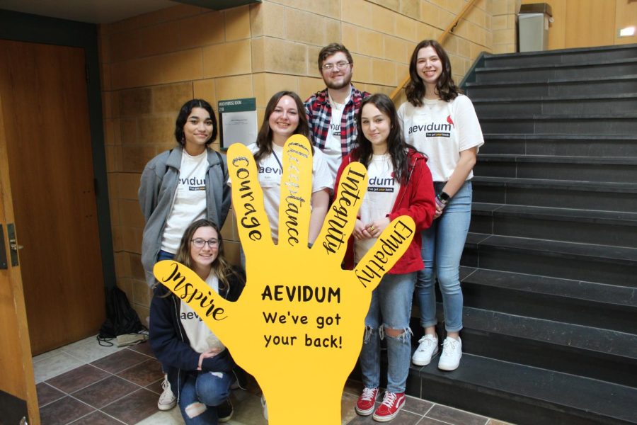 The Pine Grove Area High School Aevidum Advocates pose for a picture at the Spark Aevidum Conference at Kutztown University.