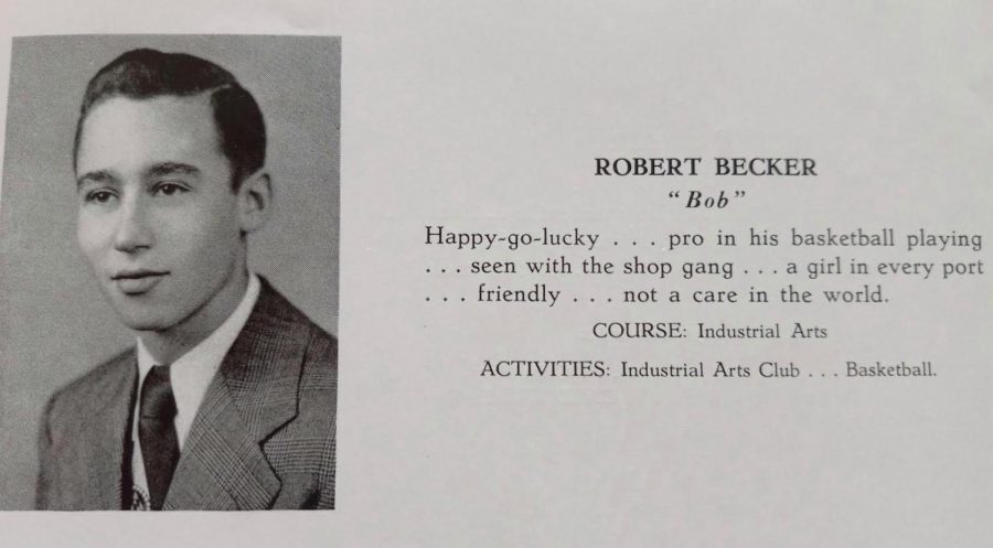 Robert Beckers senior yearbook portrait, class of 1950.