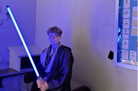 Blake Ludwig, sophomore, dressed up as Obi-Wan Kenobi for Costume Day.