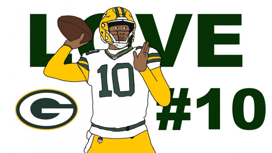 An illustration of Packers quarterback Jordan Love.