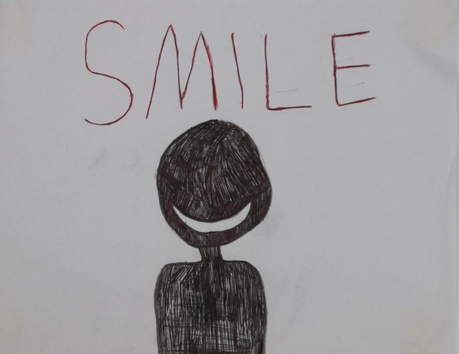 An illustration of Dr. Rose Cotter in the horror film Smile.