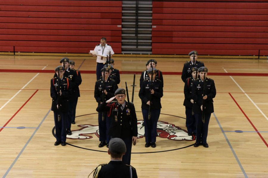 Drill and Color Guard Place at Competition