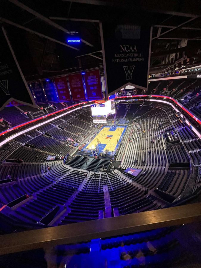 An image of the Wells Fargo Center where the Philadelphia 76ers play.