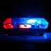 NYPD police lights outside a Brooklyn precinct after an officer's arrest